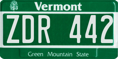 VT license plate ZDR442
