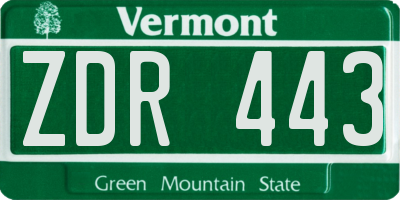 VT license plate ZDR443