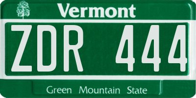 VT license plate ZDR444