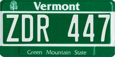 VT license plate ZDR447