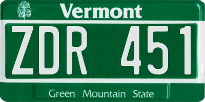 VT license plate ZDR451