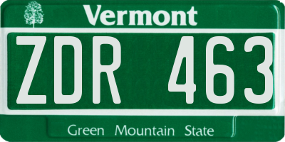 VT license plate ZDR463