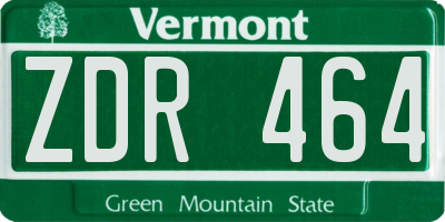 VT license plate ZDR464