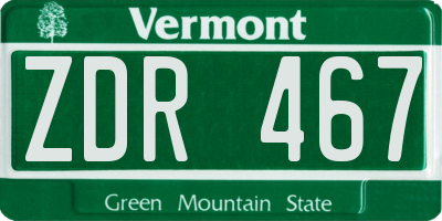 VT license plate ZDR467
