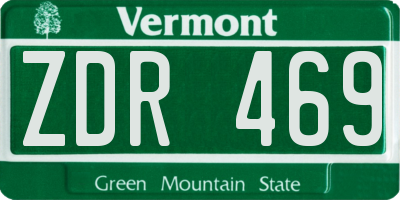 VT license plate ZDR469