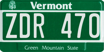 VT license plate ZDR470