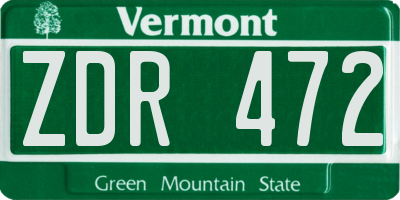 VT license plate ZDR472