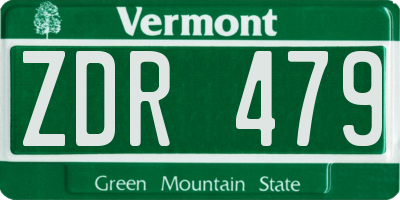 VT license plate ZDR479