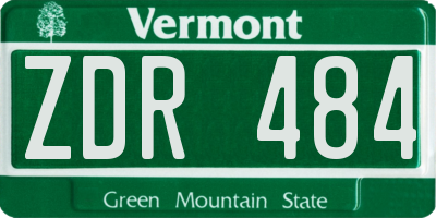 VT license plate ZDR484