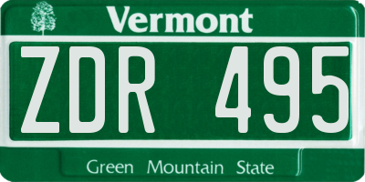 VT license plate ZDR495