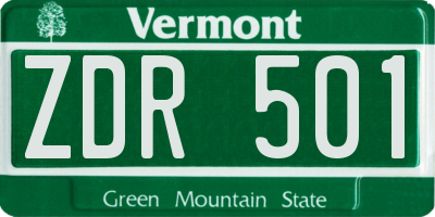 VT license plate ZDR501