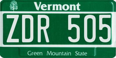 VT license plate ZDR505