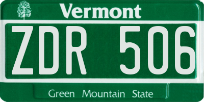 VT license plate ZDR506