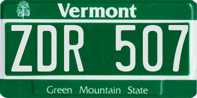 VT license plate ZDR507