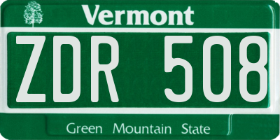 VT license plate ZDR508