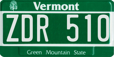 VT license plate ZDR510