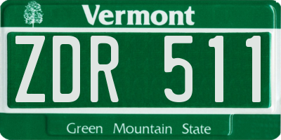 VT license plate ZDR511