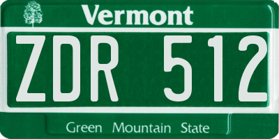 VT license plate ZDR512