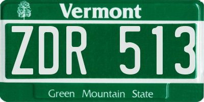 VT license plate ZDR513