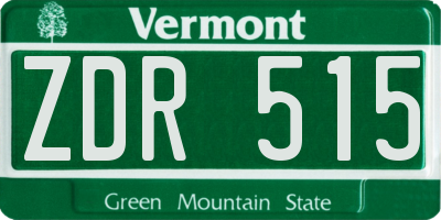 VT license plate ZDR515