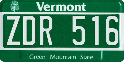 VT license plate ZDR516
