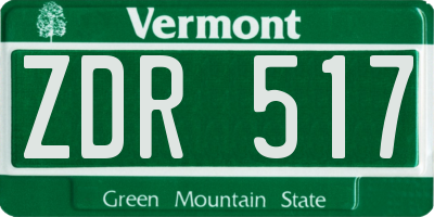 VT license plate ZDR517