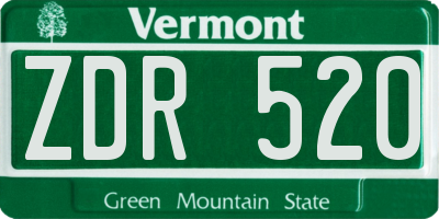 VT license plate ZDR520