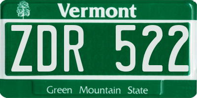 VT license plate ZDR522
