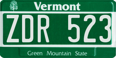 VT license plate ZDR523