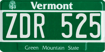 VT license plate ZDR525