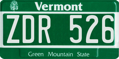 VT license plate ZDR526