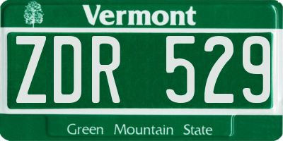 VT license plate ZDR529