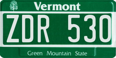 VT license plate ZDR530