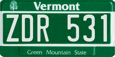 VT license plate ZDR531