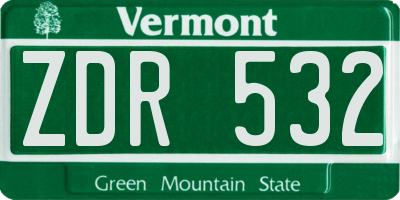 VT license plate ZDR532