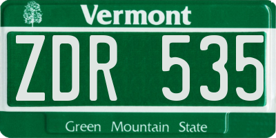VT license plate ZDR535