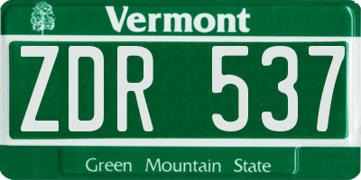 VT license plate ZDR537