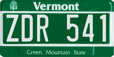 VT license plate ZDR541