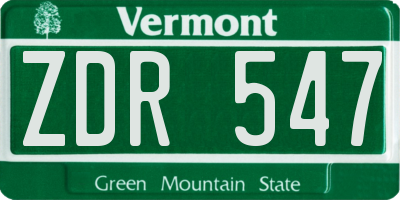 VT license plate ZDR547