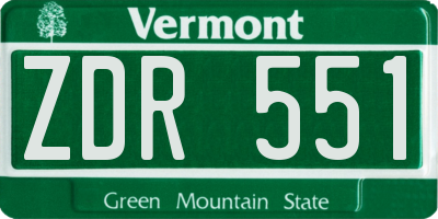 VT license plate ZDR551