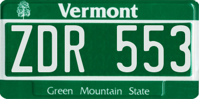 VT license plate ZDR553