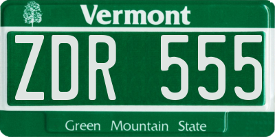 VT license plate ZDR555