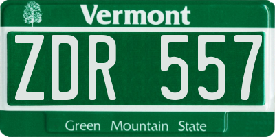 VT license plate ZDR557