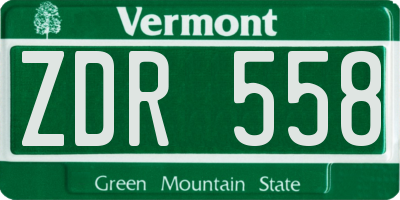 VT license plate ZDR558