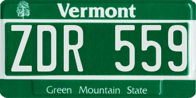 VT license plate ZDR559
