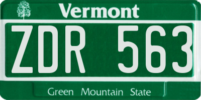 VT license plate ZDR563