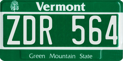 VT license plate ZDR564