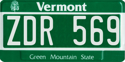 VT license plate ZDR569