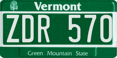 VT license plate ZDR570