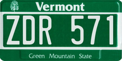 VT license plate ZDR571
